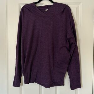 Women’s Old Naxy Active L Purple Workout Top with Hood